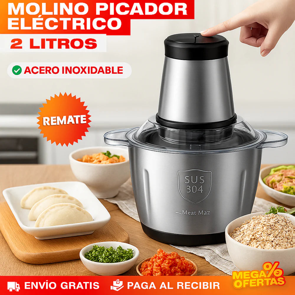 MOLINO PICADOR ELÉCTRICO ACERO INOXIDABLE 2 LITROS 🔥