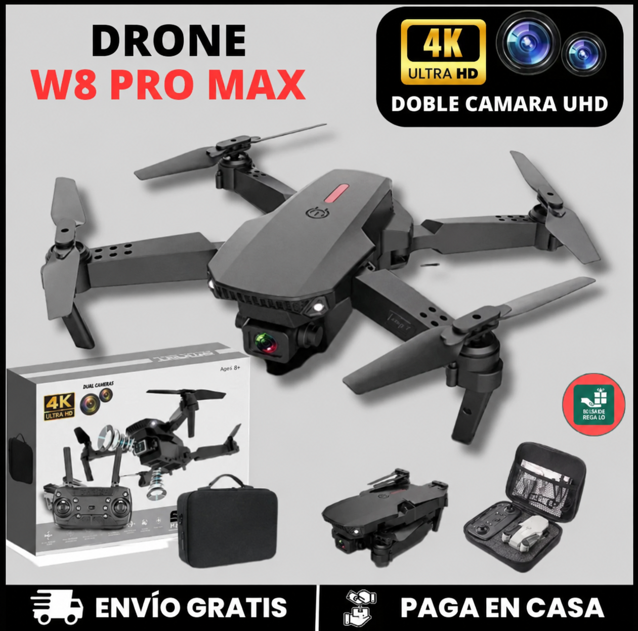NUEVO DRONE W8 PRO MAX 2025 CON INTELIGENCIA ARTIFICIAL + ESTUCHE DE REGALO ❤️